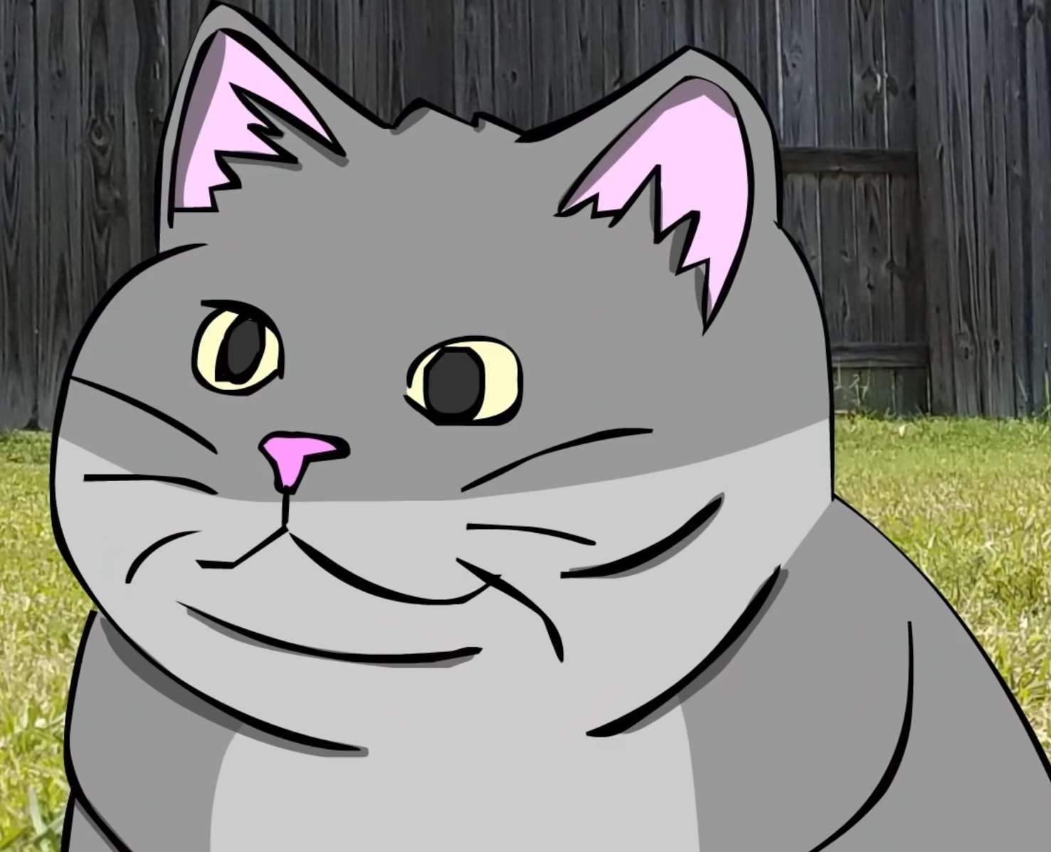 High Quality Alienmyth64 Grey Cat Fat Blank Meme Template
