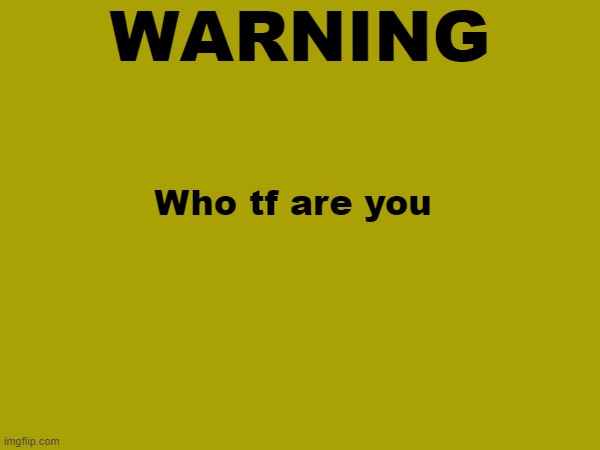 WARNING Who tf are you | made w/ Imgflip meme maker