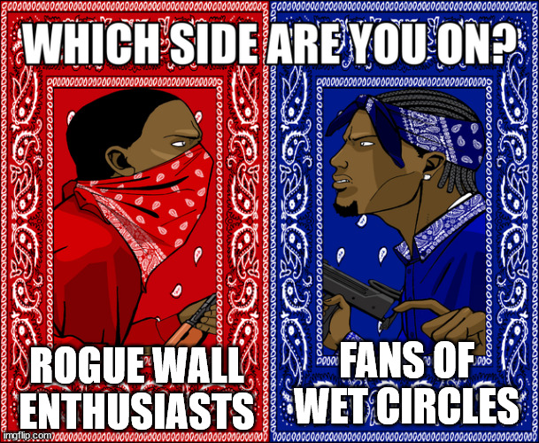 Which are you? | ROGUE WALL ENTHUSIASTS; FANS OF WET CIRCLES | image tagged in which side are you on | made w/ Imgflip meme maker
