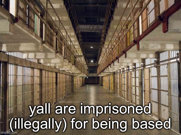 Prison | yall are imprisoned (illegally) for being based | image tagged in prison | made w/ Imgflip meme maker