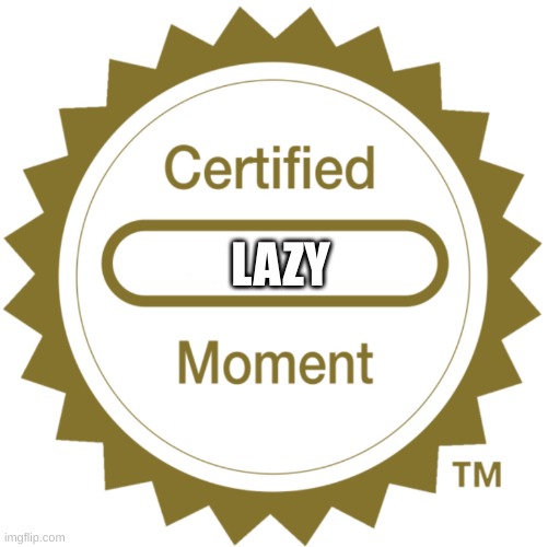Certified Moment | LAZY | image tagged in certified moment | made w/ Imgflip meme maker