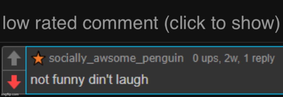 Note: turkey_gaming changed his name to socially_awesome_penguin | image tagged in low rated comment dark mode version,low rated comment,memes,imgflip,funny,comments | made w/ Imgflip meme maker