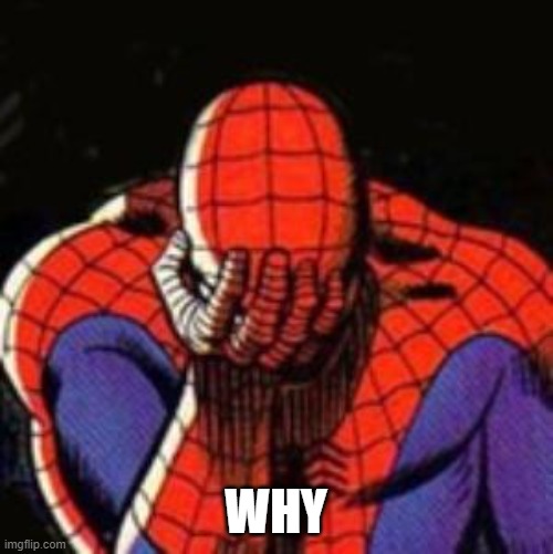 Sad Spiderman Meme | WHY | image tagged in memes,sad spiderman,spiderman | made w/ Imgflip meme maker