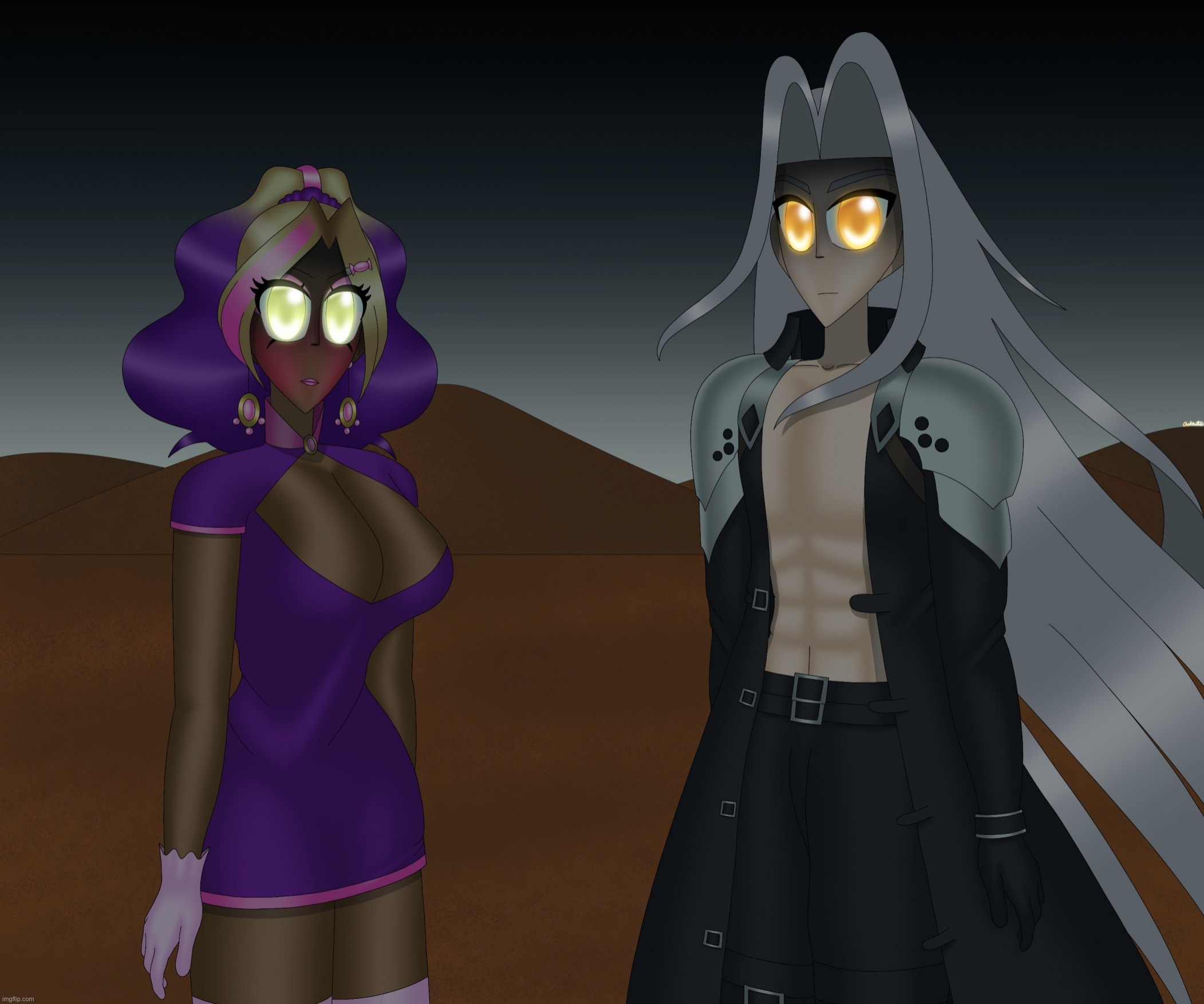 Kashiko Murasaki and Sephiroth | image tagged in kashiko murasaki and sephiroth | made w/ Imgflip meme maker
