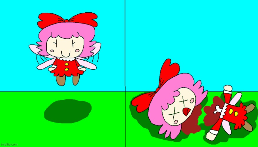 Ribbon is Alive and Dead | image tagged in kirby,gore,blood,funny,cute,fanart | made w/ Imgflip meme maker