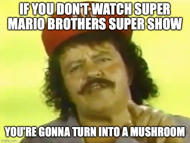 Just a comment from another shitpost | IF YOU DON'T WATCH SUPER MARIO BROTHERS SUPER SHOW; YOU'RE GONNA TURN INTO A MUSHROOM | image tagged in you go to hell before you die,super mario bros,super show,mushroom | made w/ Imgflip meme maker