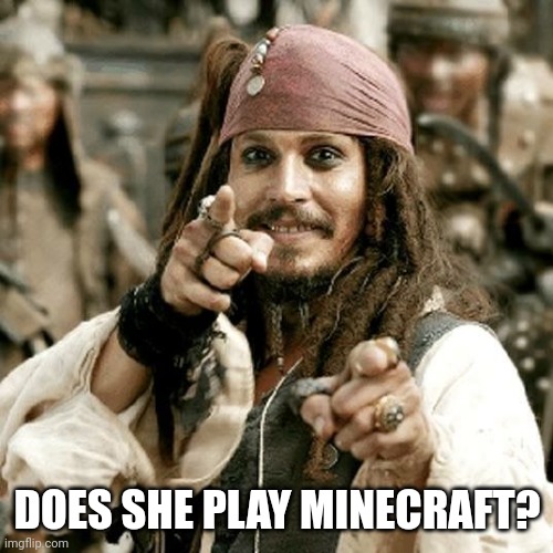 POINT JACK | DOES SHE PLAY MINECRAFT? | image tagged in point jack | made w/ Imgflip meme maker