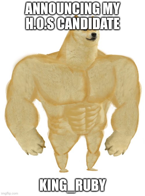Red neck party grows | ANNOUNCING MY H.O.S CANDIDATE; KING_RUBY | image tagged in swole doge,redneck party | made w/ Imgflip meme maker