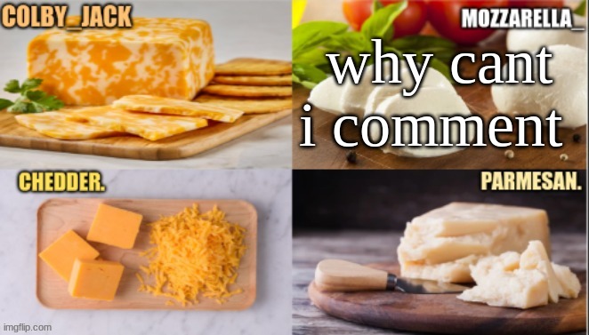 what did i do | why cant i comment | image tagged in cheese | made w/ Imgflip meme maker