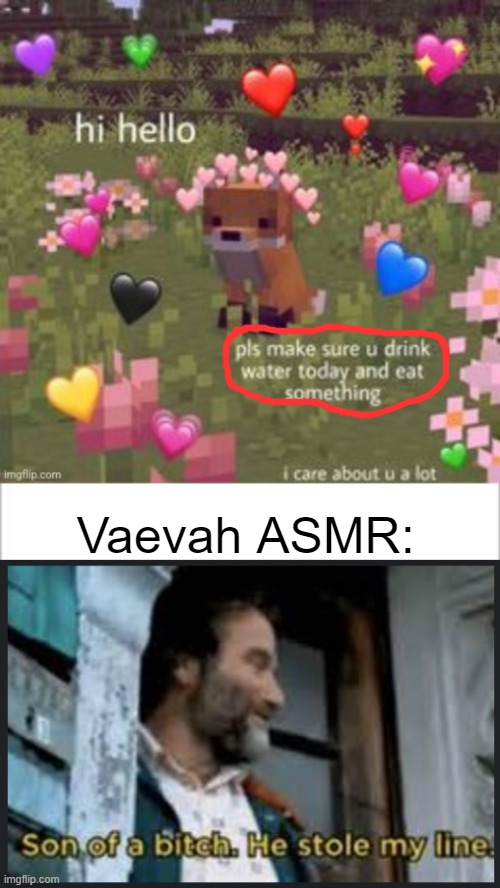 Vaevah ASMR: | image tagged in white background,he stole my line | made w/ Imgflip meme maker