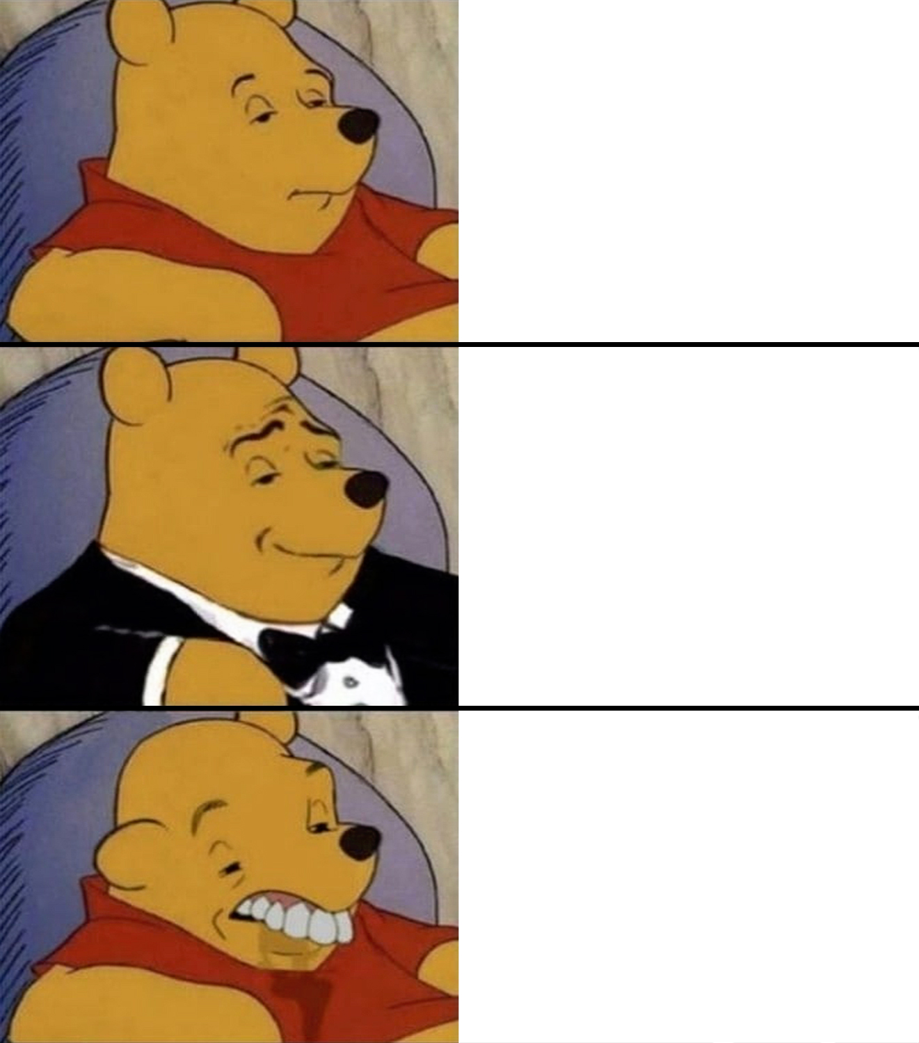Fancy Winnie the Pooh - Smart,Gentlemen and Dumb Blank Meme Template