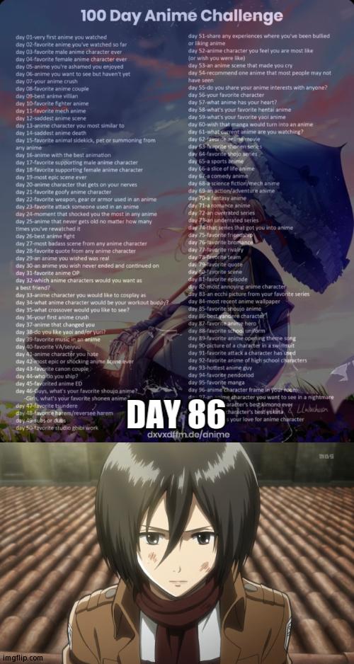 Because She's A Badass | DAY 86 | image tagged in 100 day anime challenge,mikasa hurt | made w/ Imgflip meme maker