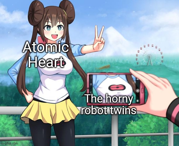 Луни | Atomic Heart; The horny robot twins | image tagged in anime girl camera,memes | made w/ Imgflip meme maker