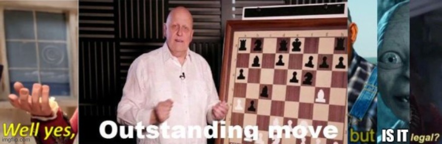Well yes, outstanding move, but is it legal? | image tagged in well yes outstanding move but is it legal | made w/ Imgflip meme maker