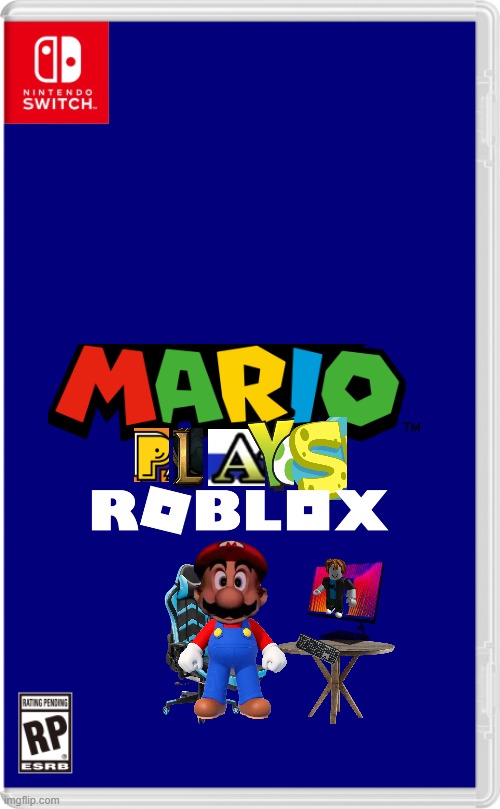 mario plays roblox | image tagged in nintendo switch cartridge case,mario,roblox | made w/ Imgflip meme maker