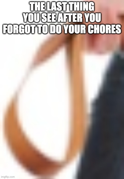 belt | THE LAST THING YOU SEE AFTER YOU FORGOT TO DO YOUR CHORES | image tagged in belt | made w/ Imgflip meme maker