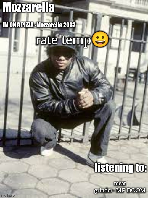 1-10 rate it | rate temp😀; meat grinder- MF DOOM | image tagged in eazy-e | made w/ Imgflip meme maker
