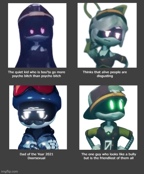 A quick summary of Murder Drones characters Part 2 | image tagged in murder drones | made w/ Imgflip meme maker