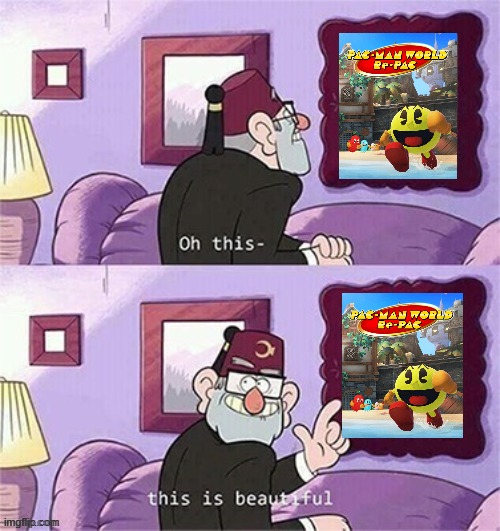 pac man world re-pac is a masterpiece | image tagged in oh this this beautiful blank template,pac man world re-pac,pac man,nintendo switch | made w/ Imgflip meme maker
