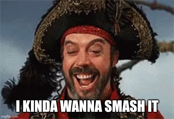 TIM CURRY PIRATE | I KINDA WANNA SMASH IT | image tagged in tim curry pirate | made w/ Imgflip meme maker