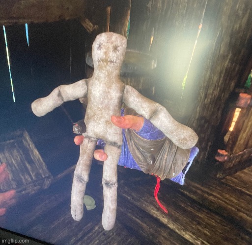 I was playing hcotm (horizon: call of the mountain) and ummm- found this mf | image tagged in voodoo doll,why are you reading this | made w/ Imgflip meme maker
