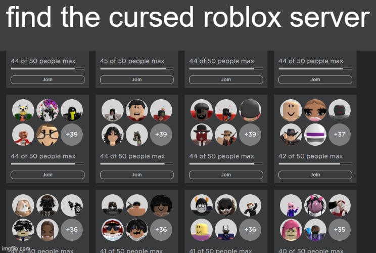 find the cursed roblox server | made w/ Imgflip meme maker