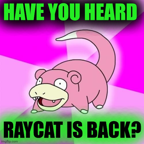 Slowpoke Meme | HAVE YOU HEARD RAYCAT IS BACK? | image tagged in memes,slowpoke | made w/ Imgflip meme maker