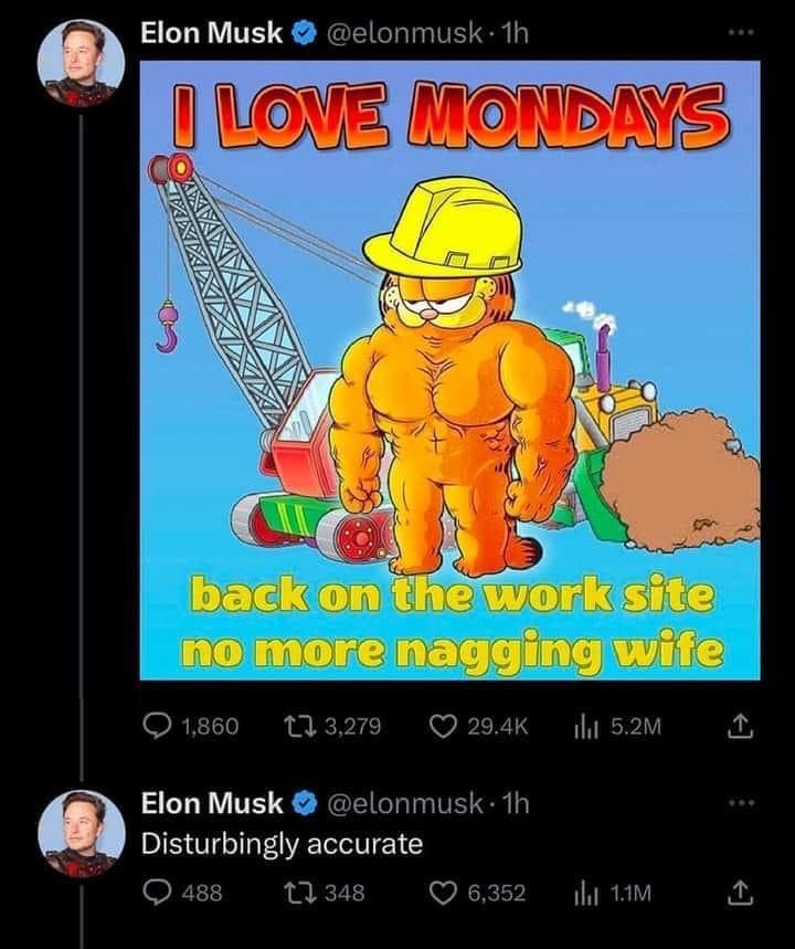 High Quality Elon Musk loves Mondays Blank Meme Template