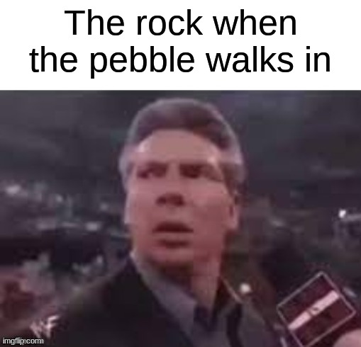 or the boulder | The rock when the pebble walks in | image tagged in x when x walks in | made w/ Imgflip meme maker