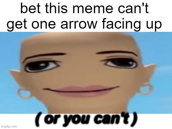 . | bet this meme can't get one arrow facing up; ( or you can't ) | image tagged in blank white template | made w/ Imgflip meme maker