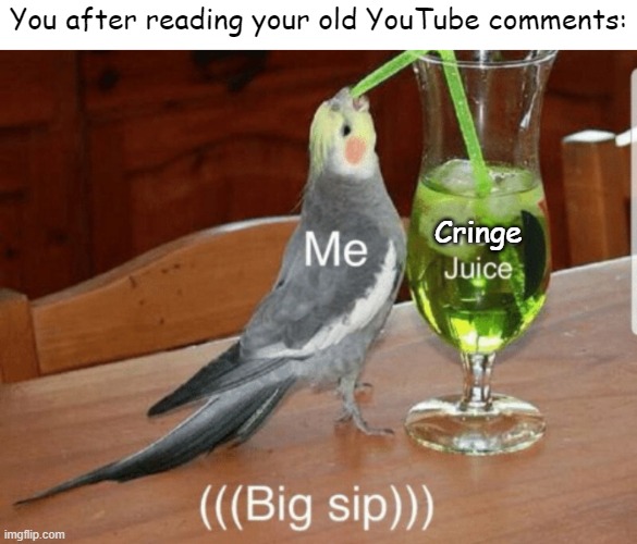 y'know someone could relate to this. | You after reading your old YouTube comments:; Cringe | image tagged in unsee juice | made w/ Imgflip meme maker