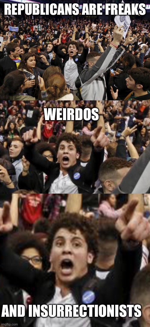 REPUBLICANS ARE FREAKS; WEIRDOS; AND INSURRECTIONISTS | image tagged in trump rally riot | made w/ Imgflip meme maker