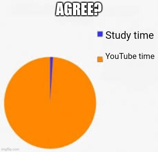 Pie Chart Meme | AGREE? Study time; YouTube time | image tagged in pie chart meme | made w/ Imgflip meme maker
