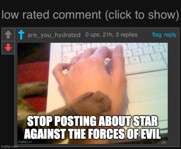 Man why is there a Hater Trying to Attack me over Posting SVTFOE | image tagged in low rated comment dark mode version,star vs the forces of evil,imgflip,bruh,memes,low rated comment | made w/ Imgflip meme maker