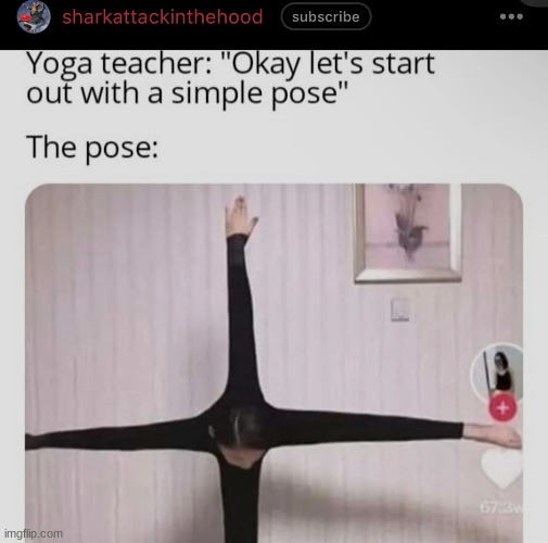 lol | image tagged in yoga,teacher,pose,hard,plus | made w/ Imgflip meme maker