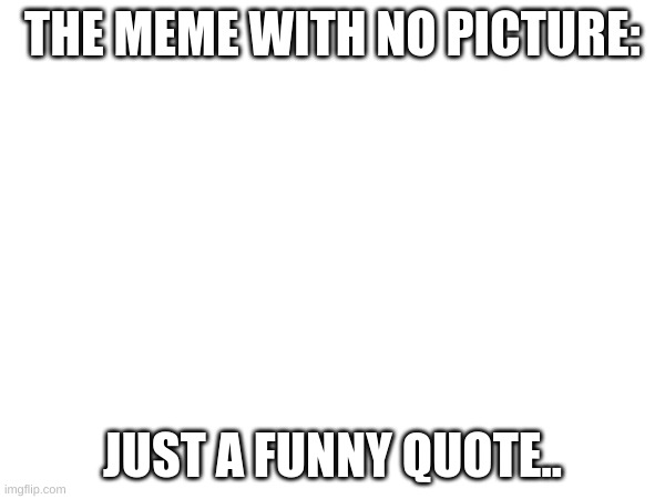 Yes Meme No Picture | THE MEME WITH NO PICTURE:; JUST A FUNNY QUOTE.. | image tagged in confusion | made w/ Imgflip meme maker