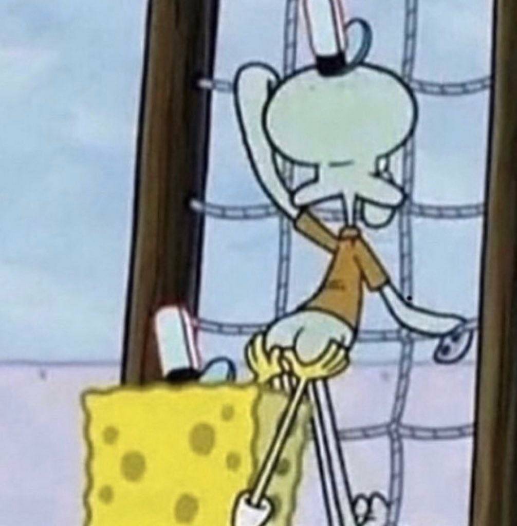 spongebob squidward touching butt grabbing helping Blank Meme Template