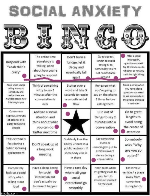 i do this stuff sometimes | image tagged in social anxiety bingo | made w/ Imgflip meme maker