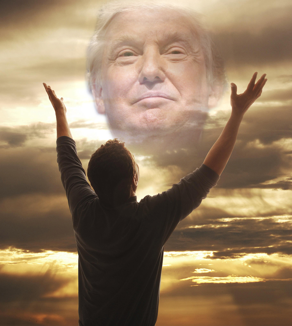 Praising Trump as God Jesus Republican JPP Blank Meme Template