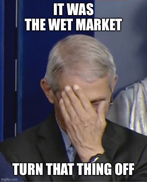 Dr Fauci | IT WAS THE WET MARKET TURN THAT THING OFF | image tagged in dr fauci | made w/ Imgflip meme maker