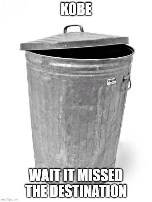 Trash Can | KOBE; WAIT IT MISSED THE DESTINATION | image tagged in trash can | made w/ Imgflip meme maker