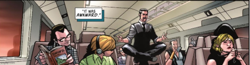 imagine you're on a train and you see some mf floating. from Defenders #1 by Matt Fraction | image tagged in marvel | made w/ Imgflip meme maker