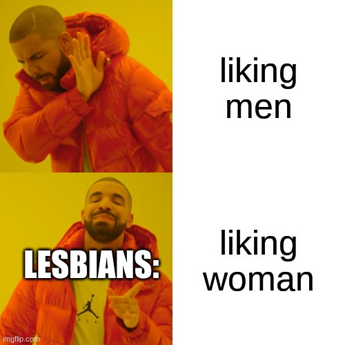 Lesbian meme | liking men; liking woman; LESBIANS: | image tagged in memes,drake hotline bling | made w/ Imgflip meme maker