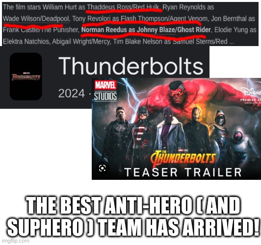 I almost fainted when i saw the news | THE BEST ANTI-HERO ( AND SUPHERO ) TEAM HAS ARRIVED! | image tagged in marvel,mcu | made w/ Imgflip meme maker