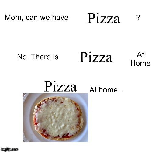 Yup, this is my lunch (Picture took by my mum) | Pizza; Pizza; Pizza | image tagged in mom can we have,pizza | made w/ Imgflip meme maker