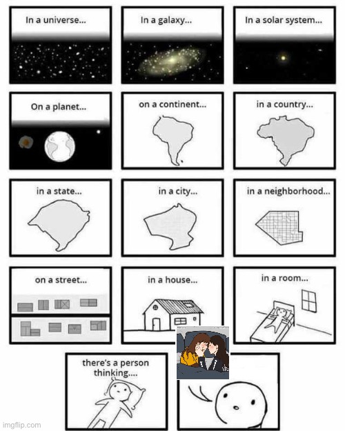 Me if you couldn’t tell | image tagged in in a universe in a galaxy person thinking | made w/ Imgflip meme maker