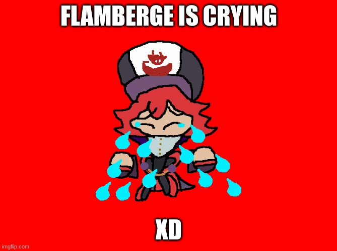 Flamberge is crying | FLAMBERGE IS CRYING; XD | image tagged in flamberge is crying,cute,funny,flamberge,artwork,kirby star allies | made w/ Imgflip meme maker