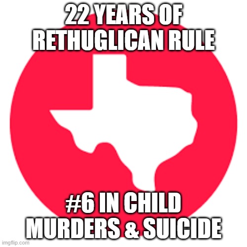 22 YEARS OF RETHUGLICAN RULE; #6 IN CHILD MURDERS & SUICIDE | made w/ Imgflip meme maker
