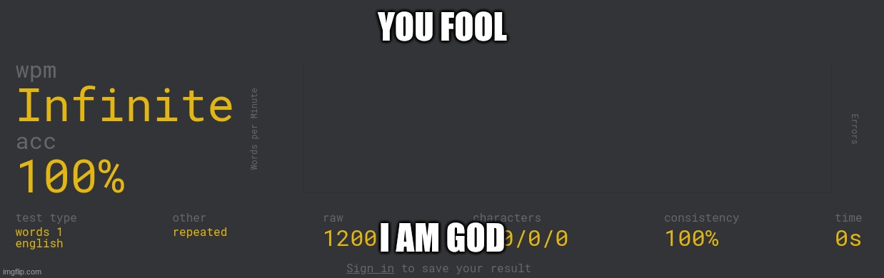 im so good at typing | YOU FOOL; I AM GOD | made w/ Imgflip meme maker