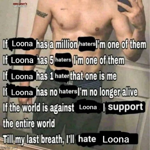 If X has a million haters | Loona; Loona; Loona; Loona; Loona; Loona | image tagged in if x has a million haters | made w/ Imgflip meme maker